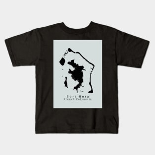 Bora Bora French Polynesia Island Map dark Kids T-Shirt